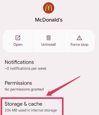 Clear app cache and storage